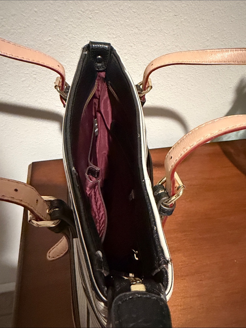 Anne Klein Striped Tote Bag with Pink Handles - Women Bags - Picture 7 of 10